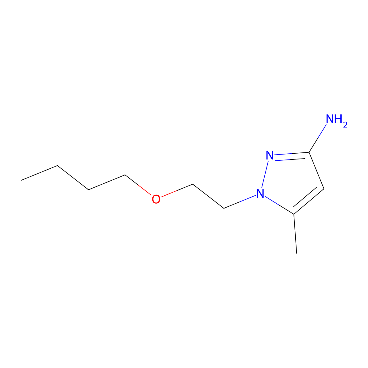 1-(2-Butoxyethyl)-5-methyl-1H-pyrazol-3-amine molecular structure, CAS 1240570-18-6