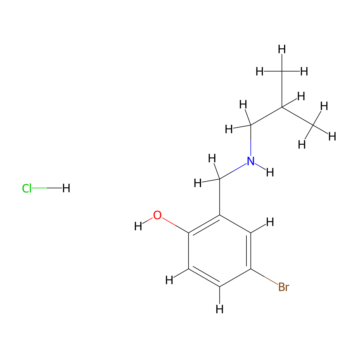 4-Bromo-2-{[(2-methylpropyl)amino]methyl}phenol hydrochloride molecular structure, CAS 1240570-24-4