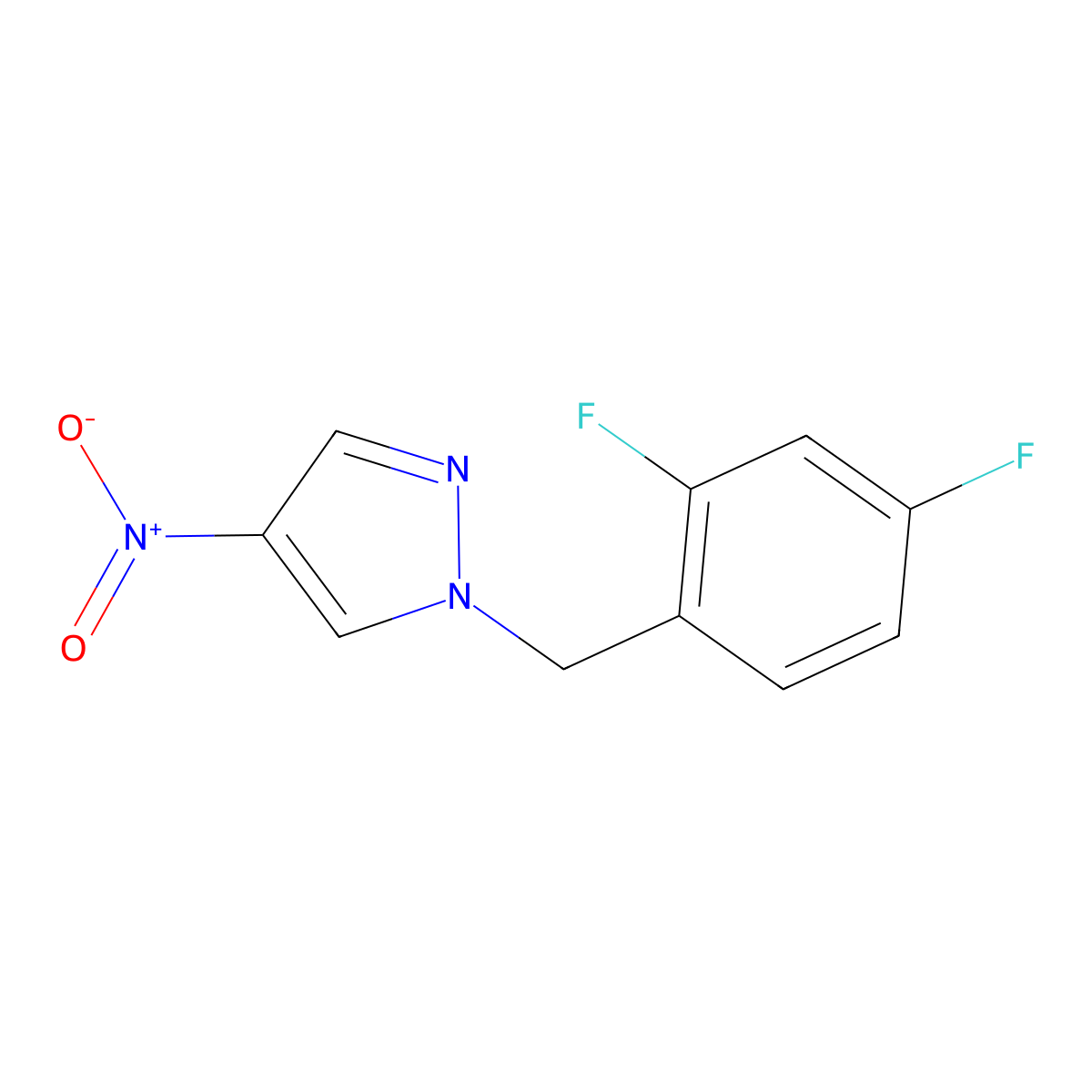 1-[(2,4-Difluorophenyl)methyl]-4-nitro-1H-pyrazole molecular structure, CAS 1240570-25-5