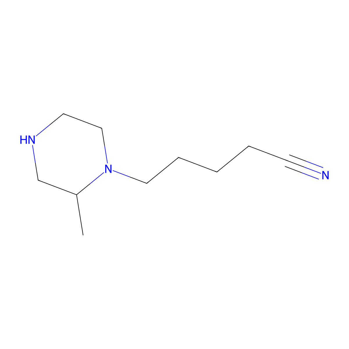 5-(2-Methylpiperazin-1-yl)pentanenitrile molecular structure, CAS 1240570-28-8