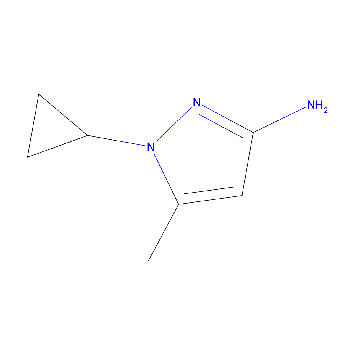 1-cyclopropyl-5-methyl-1H-pyrazol-3-amine molecular structure, CAS 1240570-44-8