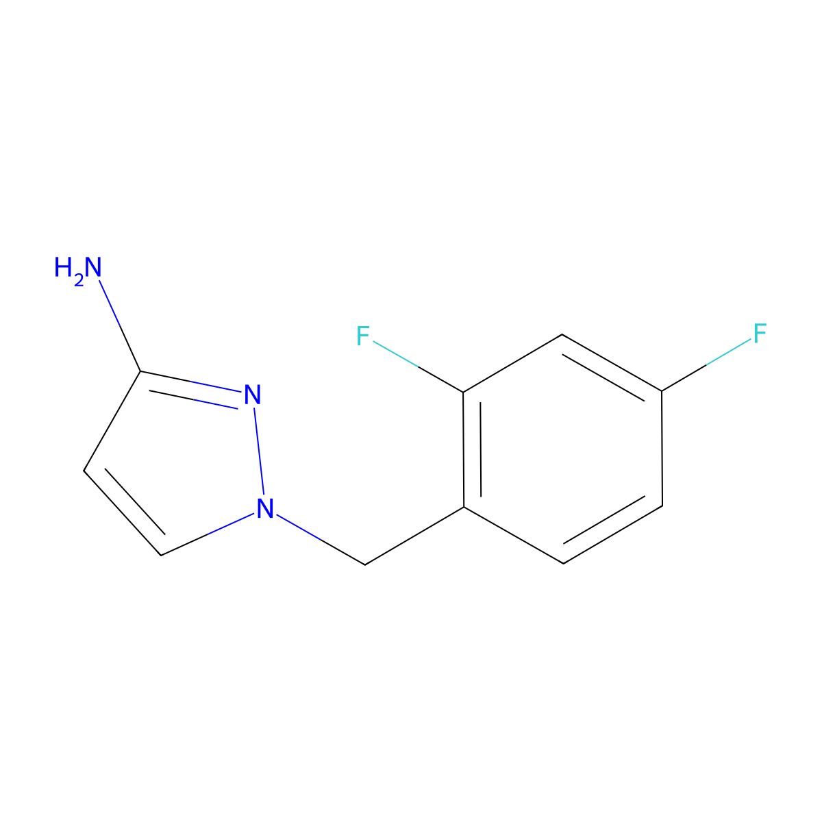 1-[(2,4-Difluorophenyl)methyl]-1H-pyrazol-3-amine molecular structure, CAS 1240570-46-0