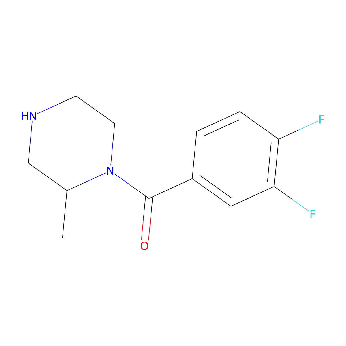 1-(3,4-Difluorobenzoyl)-2-methylpiperazine molecular structure, CAS 1240570-47-1