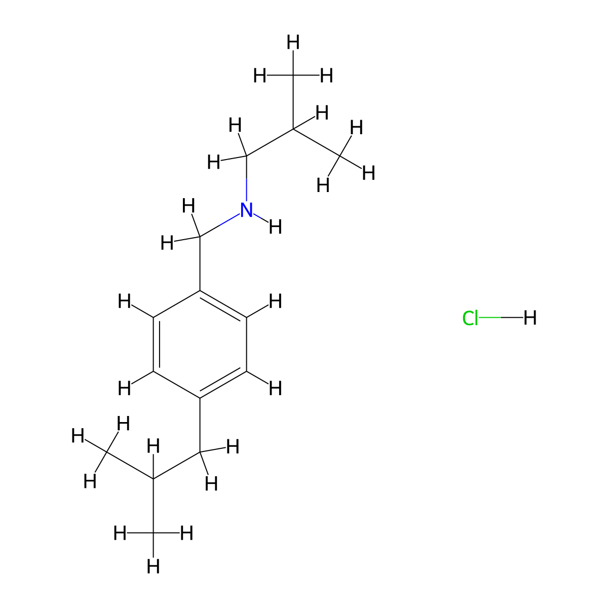 (2-Methylpropyl)({[4-(2-methylpropyl)phenyl]methyl})amine hydrochloride molecular structure, CAS 1240570-49-3