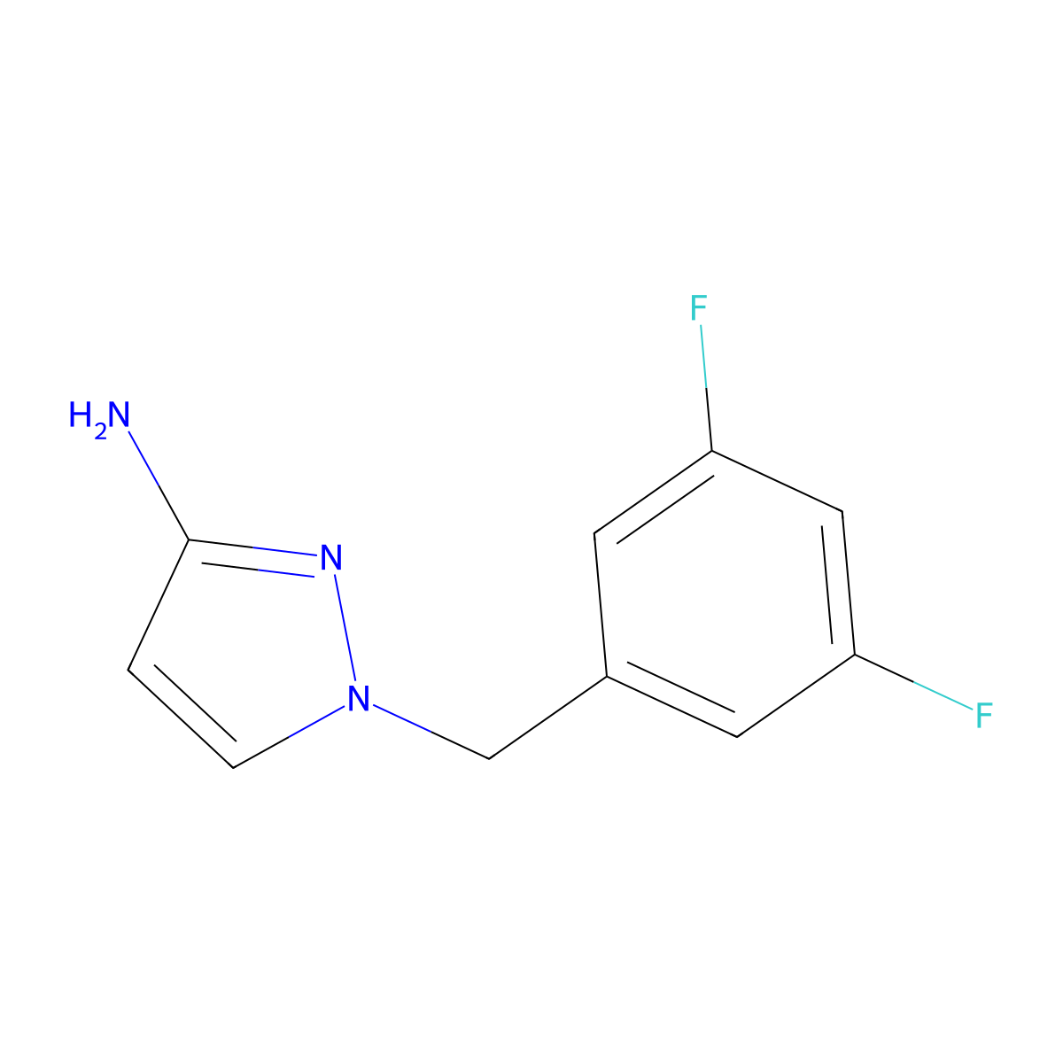 1-(3,5-Difluorobenzyl)-1H-pyrazol-3-amine molecular structure, CAS 1240570-55-1