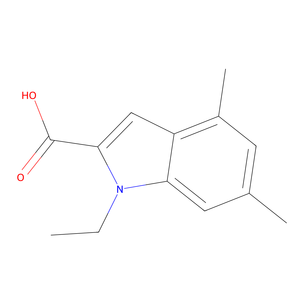 1-Ethyl-4,6-dimethyl-1H-indole-2-carboxylic acid molecular structure, CAS 1240570-57-3