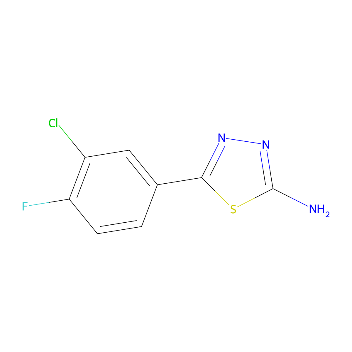 5-(3-Chloro-4-fluorophenyl)-1,3,4-thiadiazol-2-amine molecular structure, CAS 1240570-60-8
