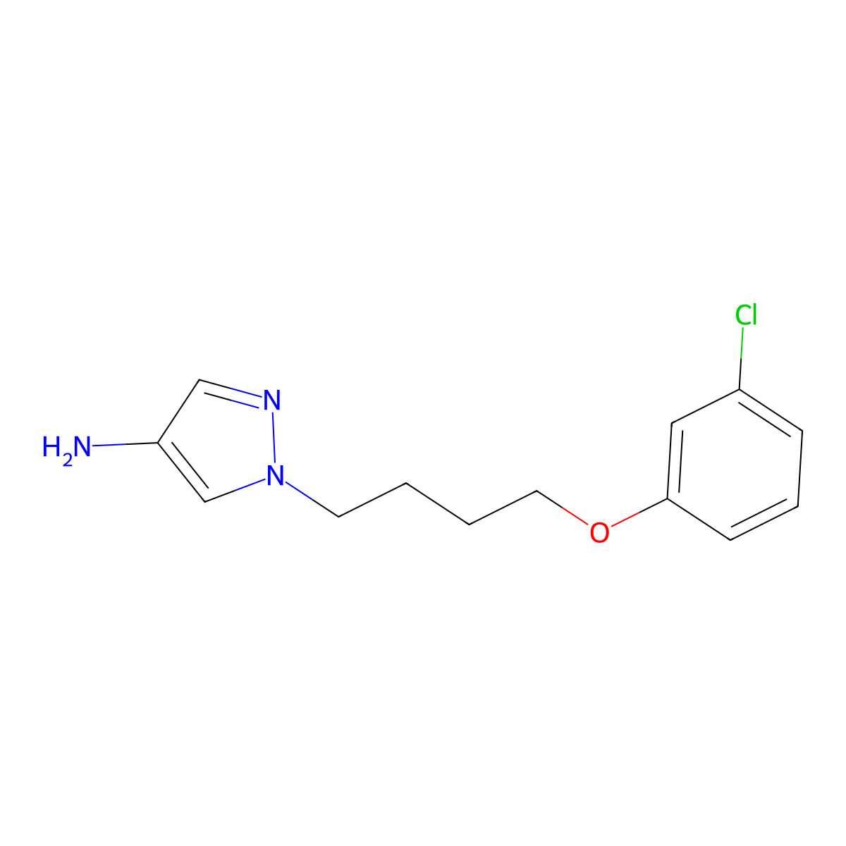1-[4-(3-Chlorophenoxy)butyl]-1H-pyrazol-4-amine molecular structure, CAS 1240570-62-0