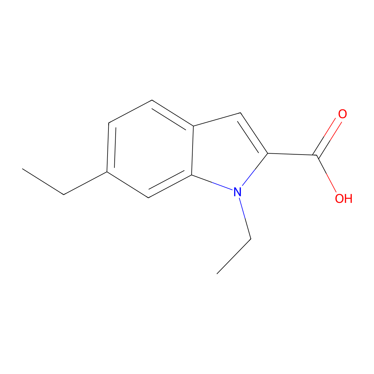1,6-Diethyl-1H-indole-2-carboxylic acid molecular structure, CAS 1240570-70-0