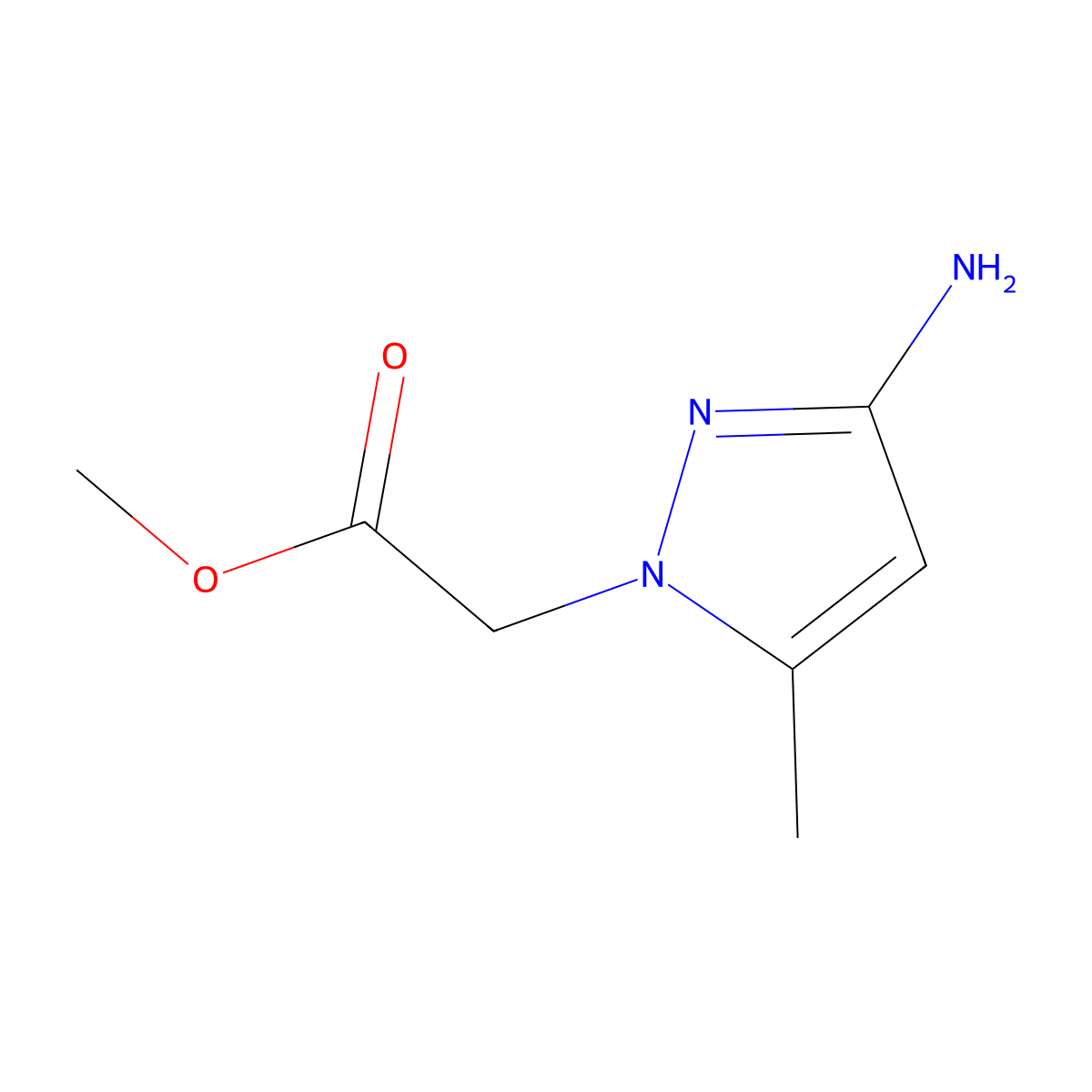 Methyl 2-(3-amino-5-methyl-1H-pyrazol-1-yl)acetate molecular structure, CAS 1240570-77-7