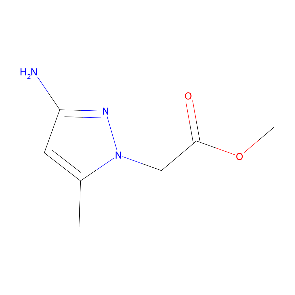 Methyl 2-(3-amino-5-methyl-1H-pyrazol-1-yl)acetate molecular structure, CAS 1240570-77-7