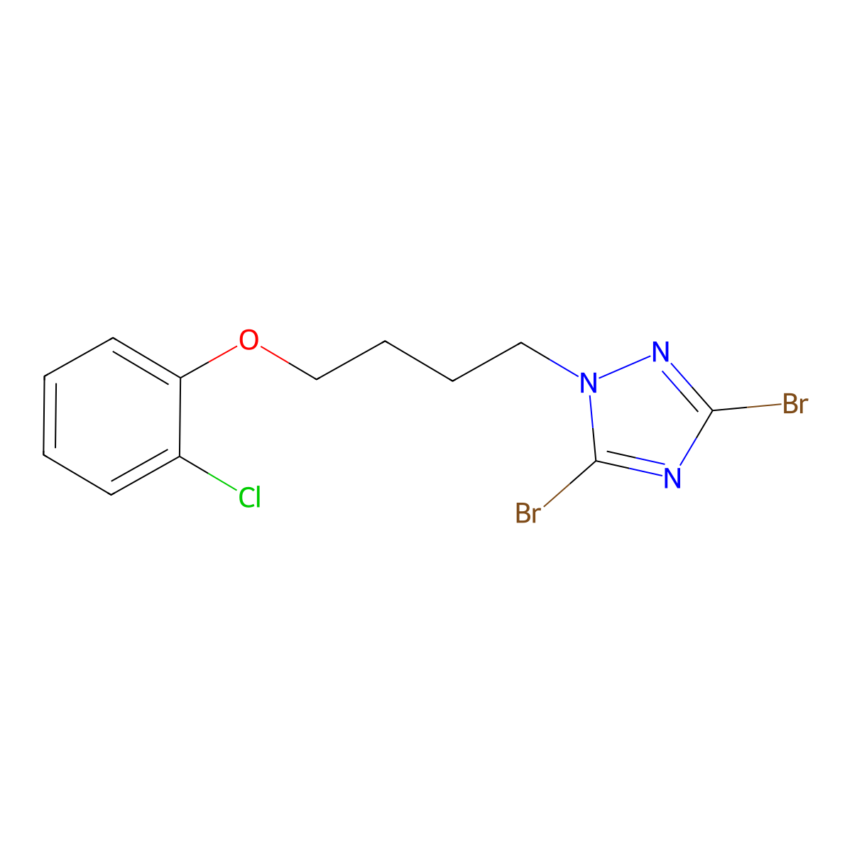 3,5-Dibromo-1-[4-(2-chlorophenoxy)butyl]-1H-1,2,4-triazole molecular structure, CAS 1240570-81-3