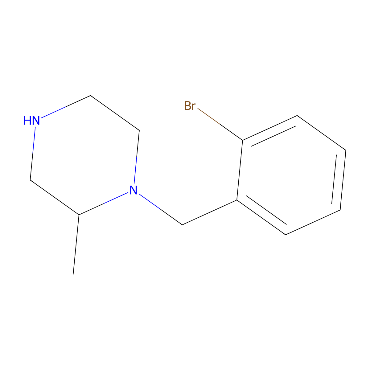 1-[(2-Bromophenyl)methyl]-2-methylpiperazine molecular structure, CAS 1240570-82-4