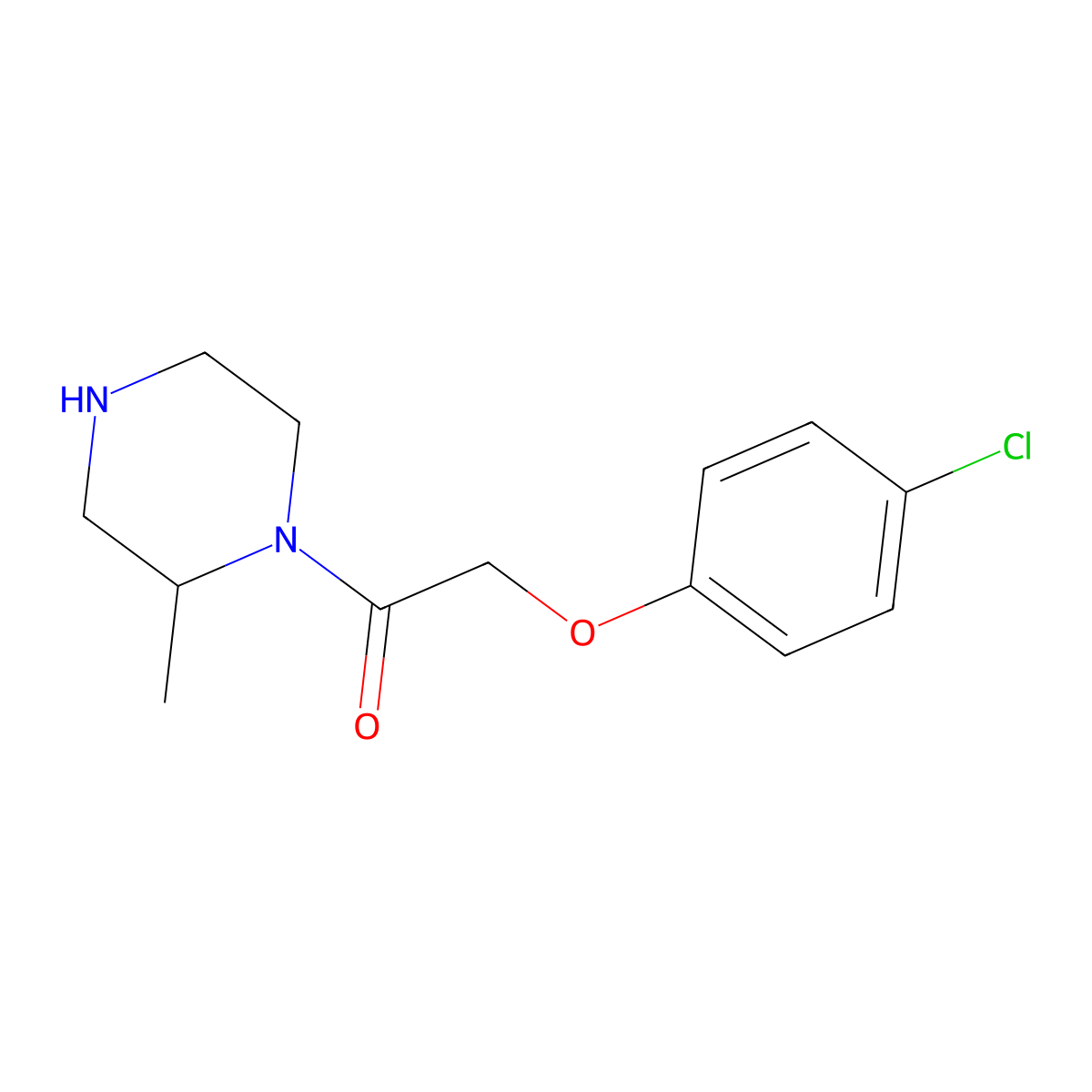 2-(4-Chlorophenoxy)-1-(2-methylpiperazin-1-yl)ethan-1-one molecular structure, CAS 1240570-88-0