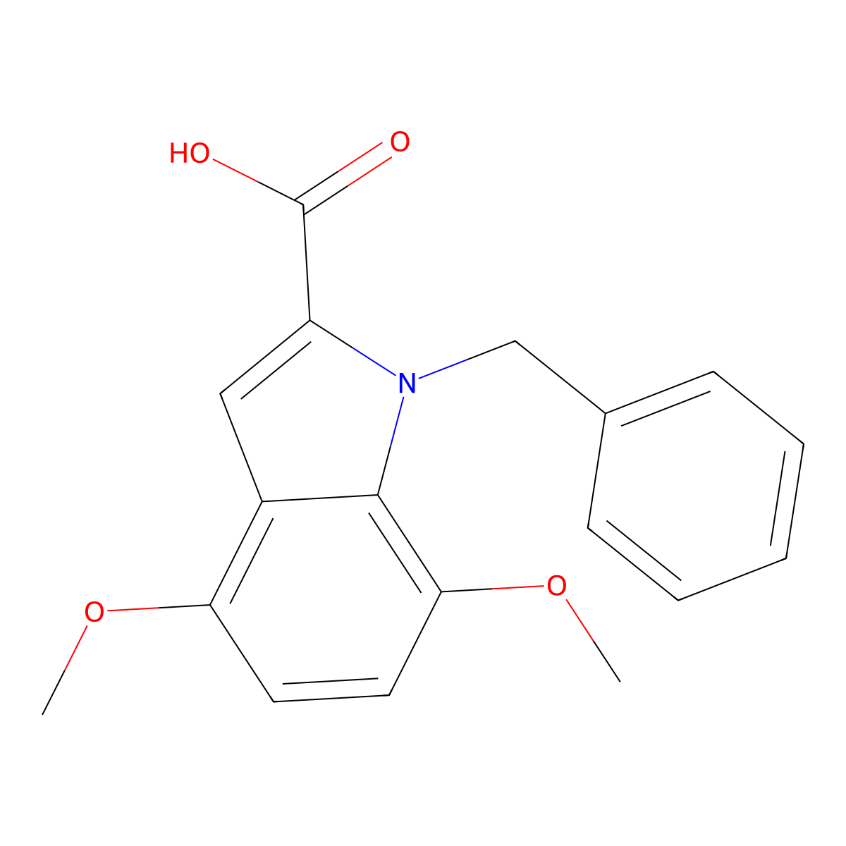 1-Benzyl-4,7-dimethoxy-1H-indole-2-carboxylic acid molecular structure, CAS 1240570-99-3