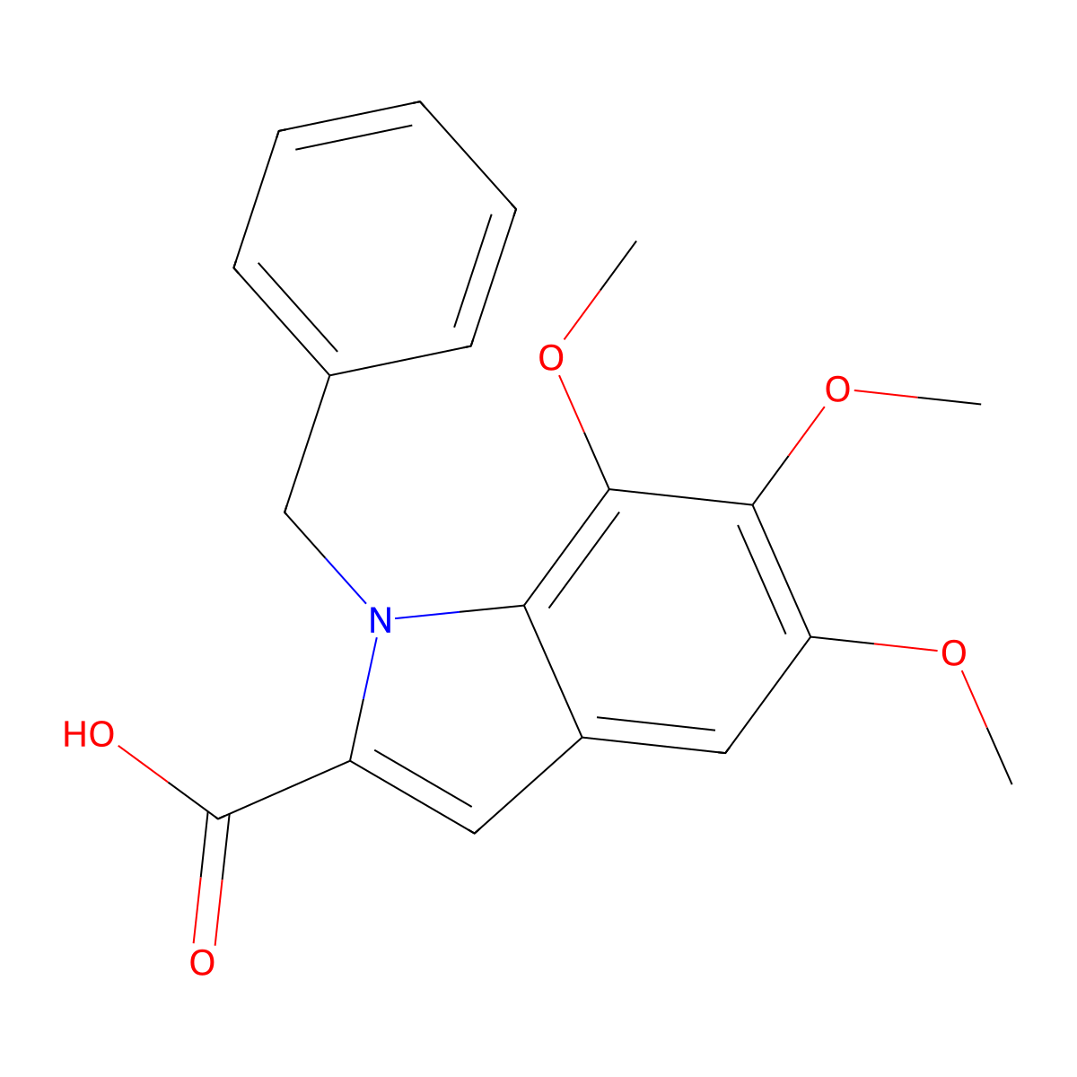 1-Benzyl-5,6,7-trimethoxy-1H-indole-2-carboxylic acid molecular structure, CAS 1240571-20-3