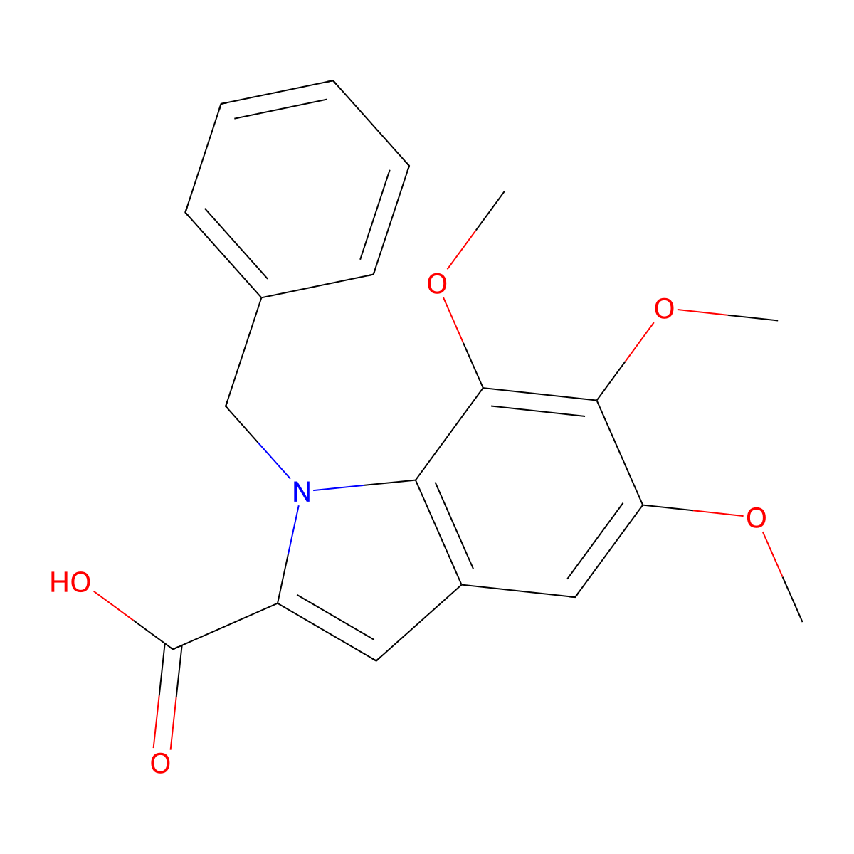 1-Benzyl-5,6,7-trimethoxy-1H-indole-2-carboxylic acid molecular structure, CAS 1240571-20-3