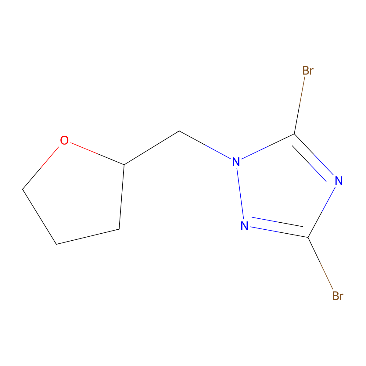3,5-Dibromo-1-(oxolan-2-ylmethyl)-1H-1,2,4-triazole molecular structure, CAS 1240571-39-4