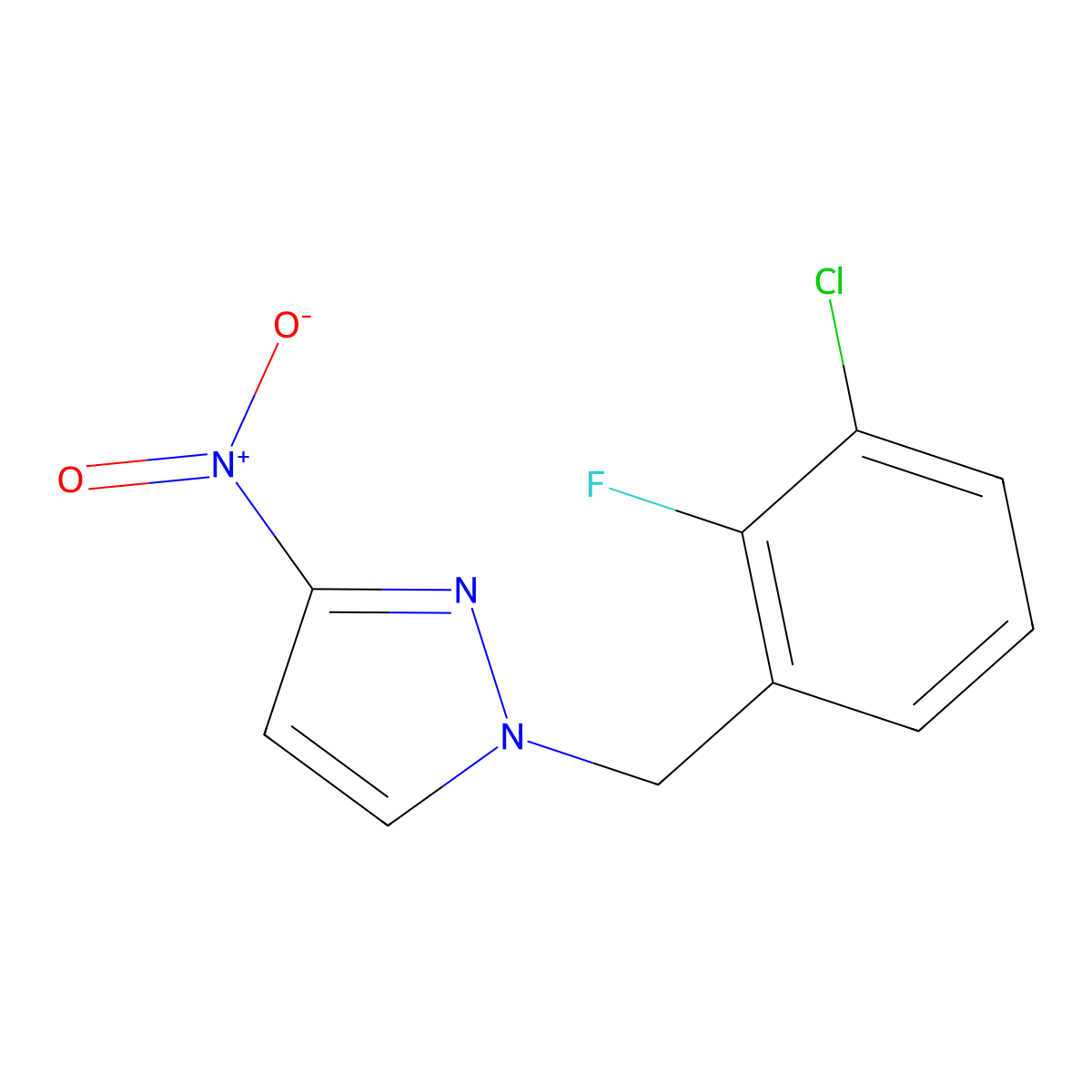 1-[(3-Chloro-2-fluorophenyl)methyl]-3-nitro-1H-pyrazole molecular structure, CAS 1240571-40-7