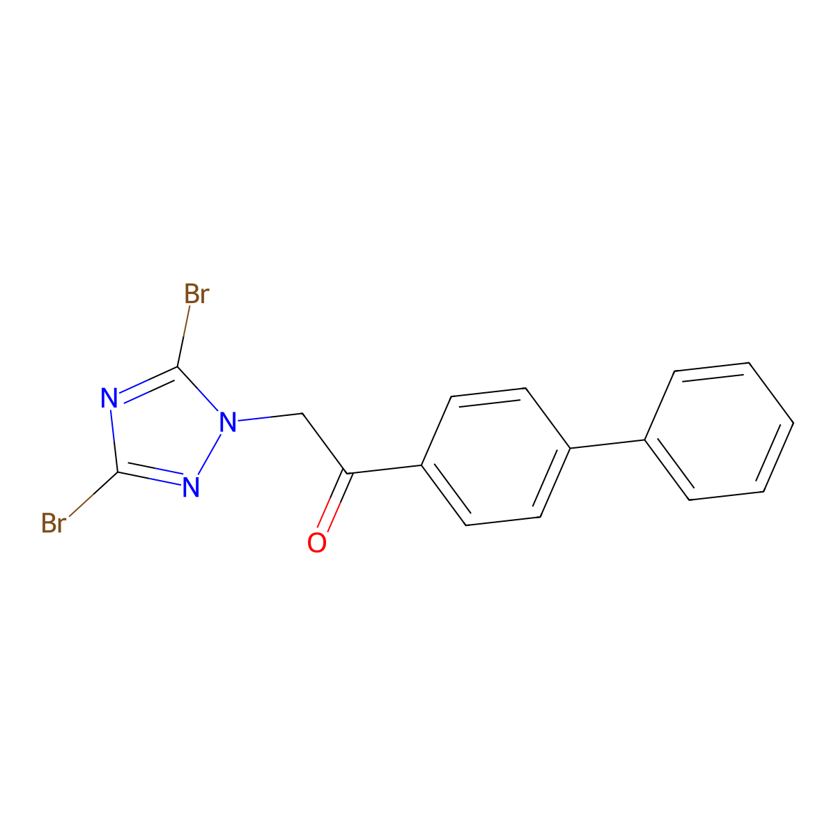 1-{[1,1'-biphenyl]-4-yl}-2-(3,5-dibromo-1H-1,2,4-triazol-1-yl)ethan-1-one molecular structure, CAS 1240571-64-5