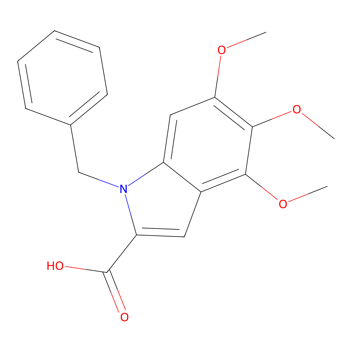1-Benzyl-4,5,6-trimethoxy-1H-indole-2-carboxylic acid molecular structure, CAS 1240571-67-8