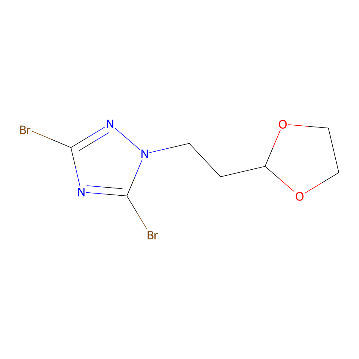 3,5-Dibromo-1-[2-(1,3-dioxolan-2-yl)ethyl]-1H-1,2,4-triazole molecular structure, CAS 1240571-87-2