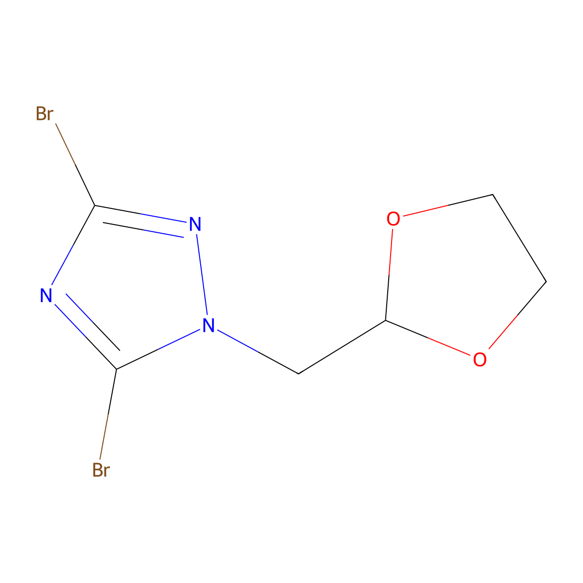 3,5-Dibromo-1-(1,3-dioxolan-2-ylmethyl)-1H-1,2,4-triazole molecular structure, CAS 1240571-91-8