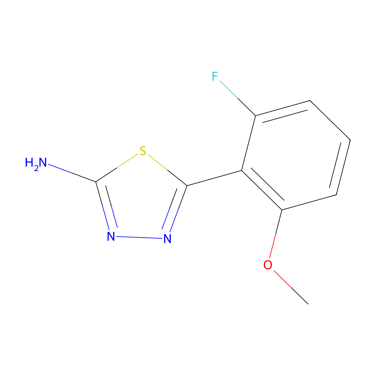 5-(2-Fluoro-6-methoxyphenyl)-1,3,4-thiadiazol-2-amine molecular structure, CAS 1240571-96-3