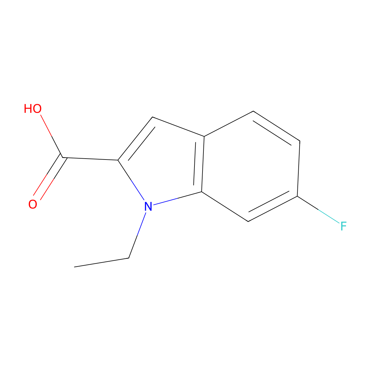 1-ethyl-6-fluoro-1H-indole-2-carboxylic acid molecular structure, CAS 1240571-99-6