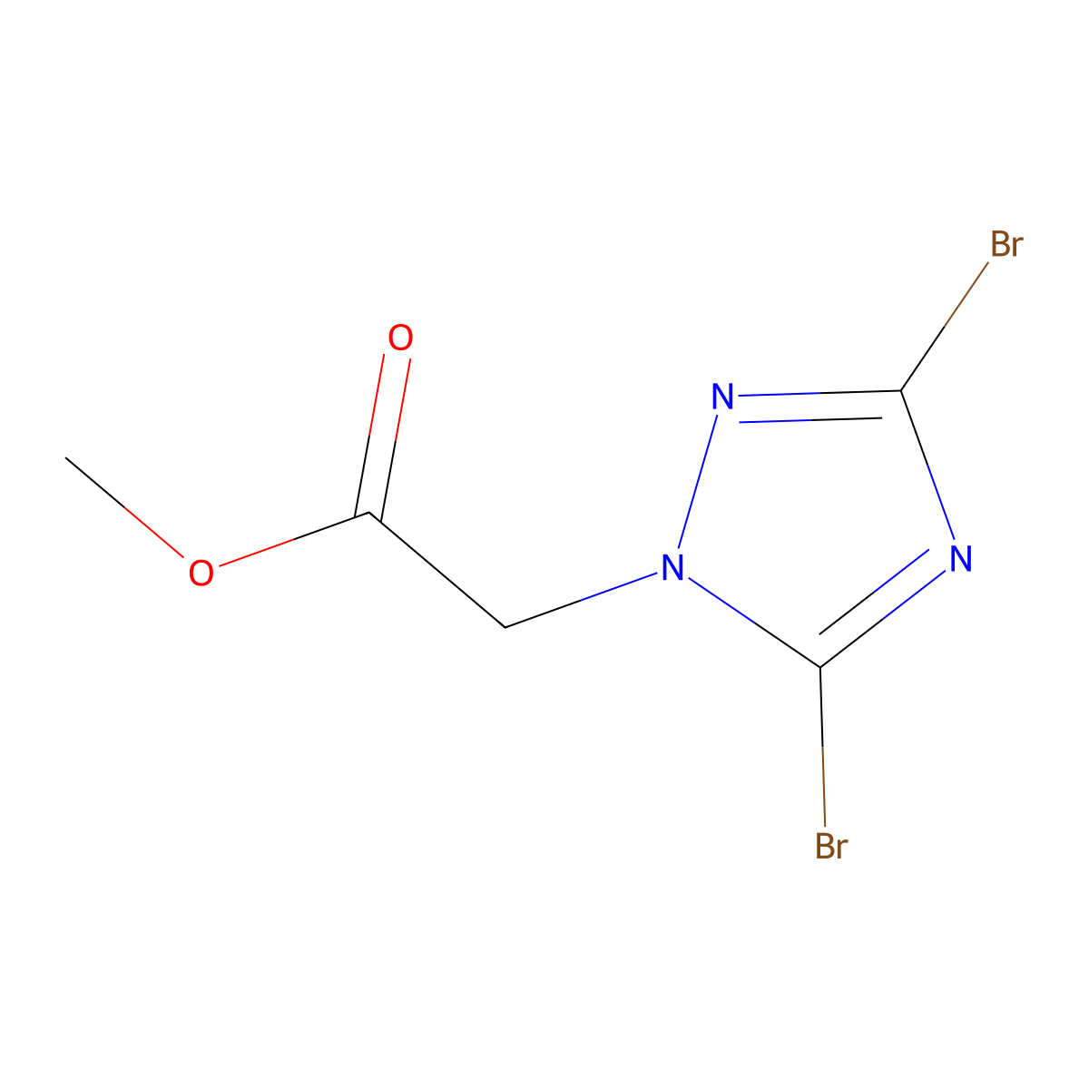 methyl (3,5-dibromo-1H-1,2,4-triazol-1-yl)acetate molecular structure, CAS 1240572-21-7