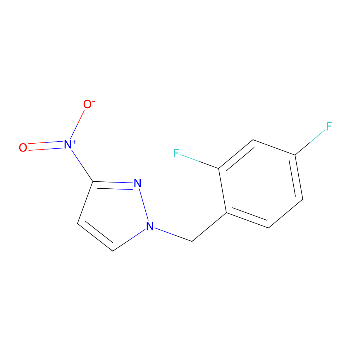 1-[(2,4-Difluorophenyl)methyl]-3-nitro-1H-pyrazole molecular structure, CAS 1240572-25-1