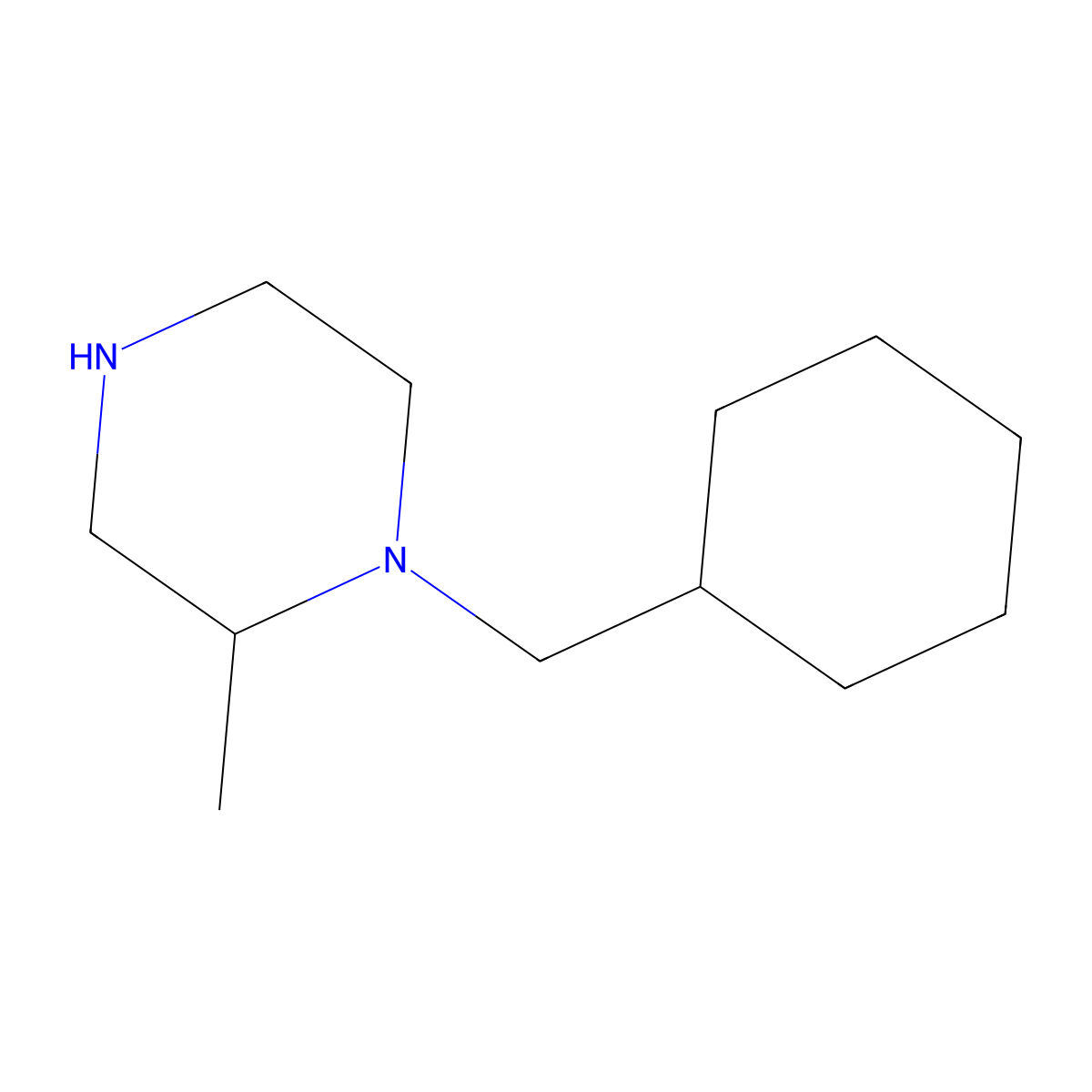 1-(Cyclohexylmethyl)-2-methylpiperazine molecular structure, CAS 1240572-51-3
