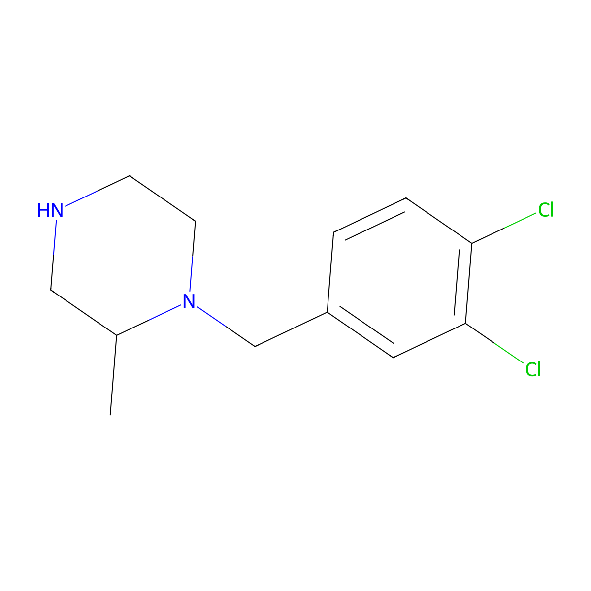 1-[(3,4-Dichlorophenyl)methyl]-2-methylpiperazine molecular structure, CAS 1240572-61-5