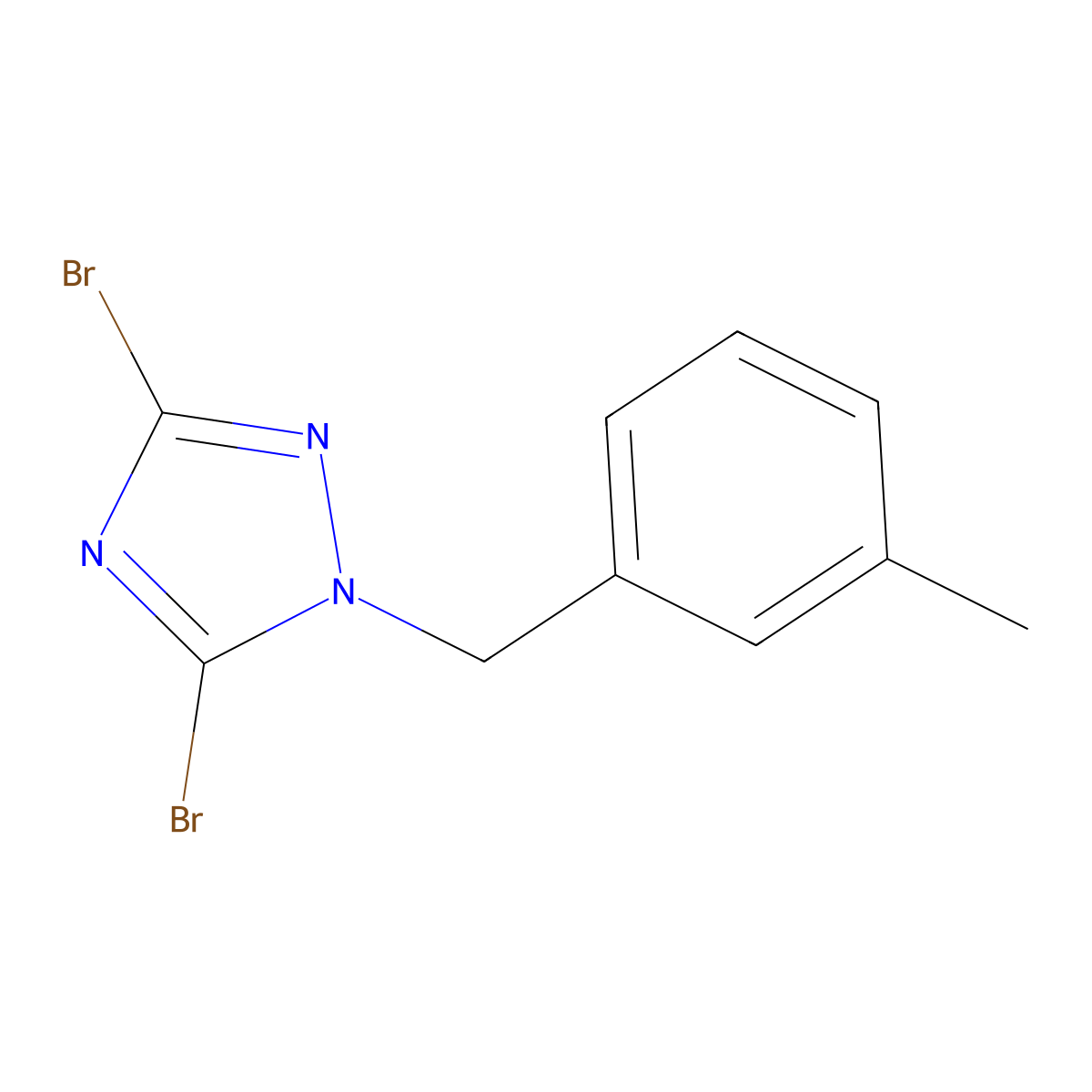 3,5-Dibromo-1-[(3-methylphenyl)methyl]-1H-1,2,4-triazole molecular structure, CAS 1240572-63-7