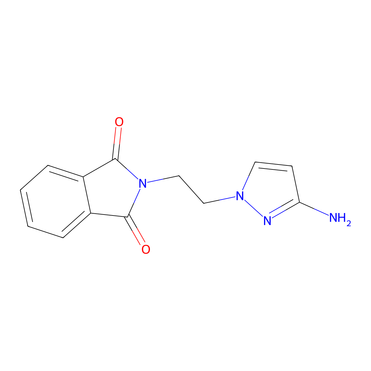 2-[2-(3-Amino-1H-pyrazol-1-yl)ethyl]-2,3-dihydro-1H-isoindole-1,3-dione molecular structure, CAS 1240572-70-6