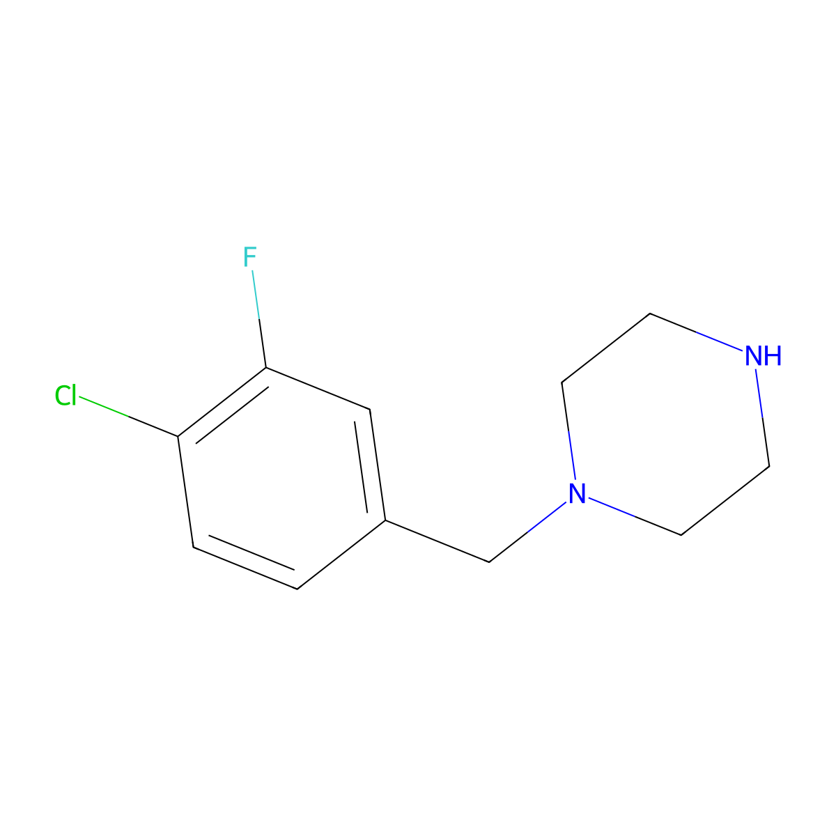 1-[(4-Chloro-3-fluorophenyl)methyl]piperazine molecular structure, CAS 1240572-89-7