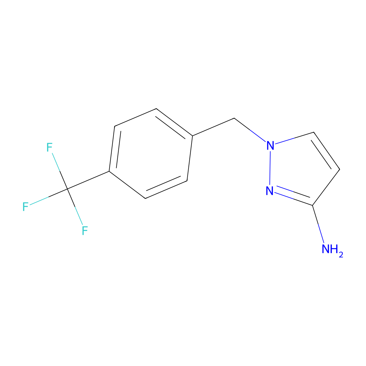 1-{[4-(Trifluoromethyl)phenyl]methyl}-1H-pyrazol-3-amine molecular structure, CAS 1240572-94-4