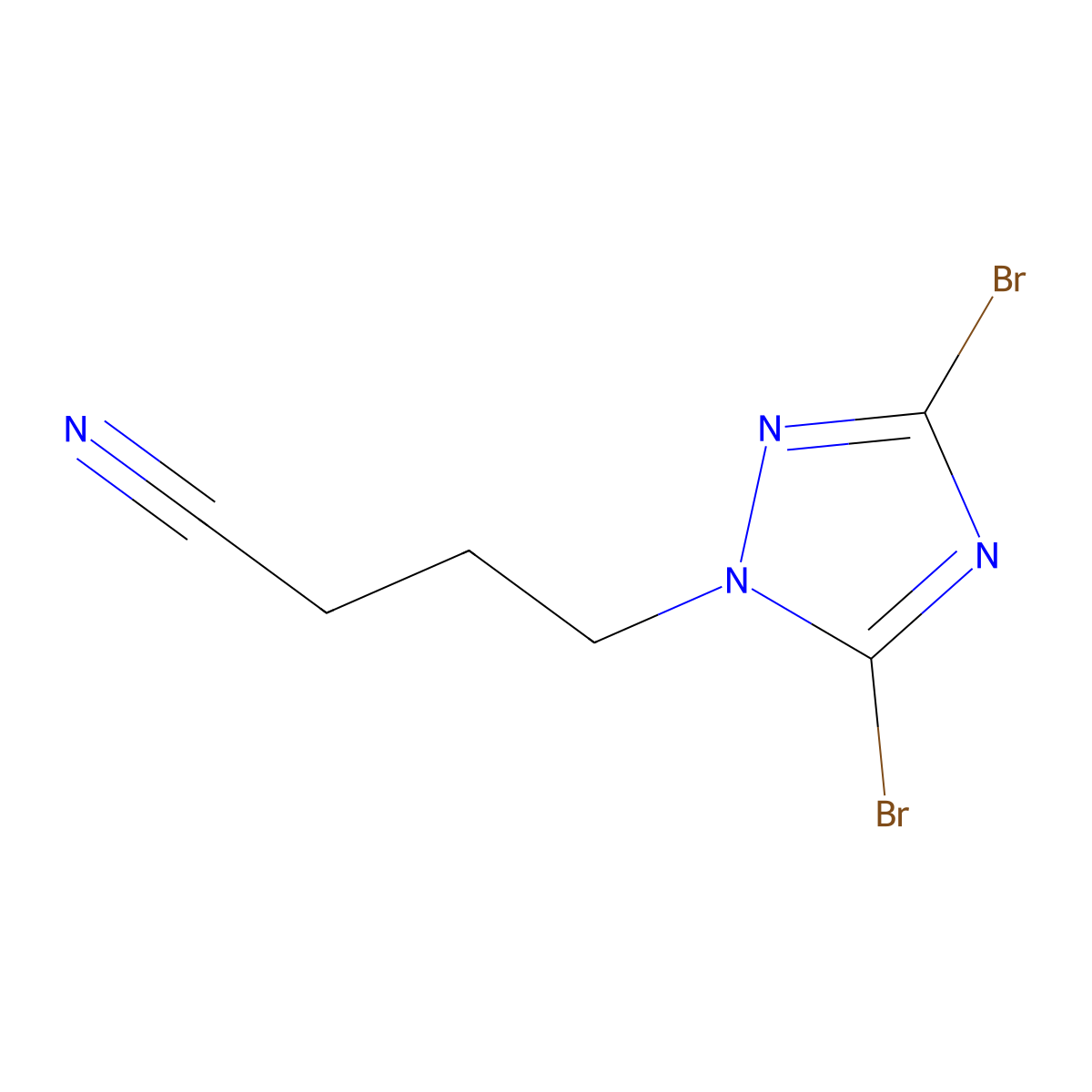 4-(3,5-Dibromo-1H-1,2,4-triazol-1-yl)butanenitrile molecular structure, CAS 1240572-96-6