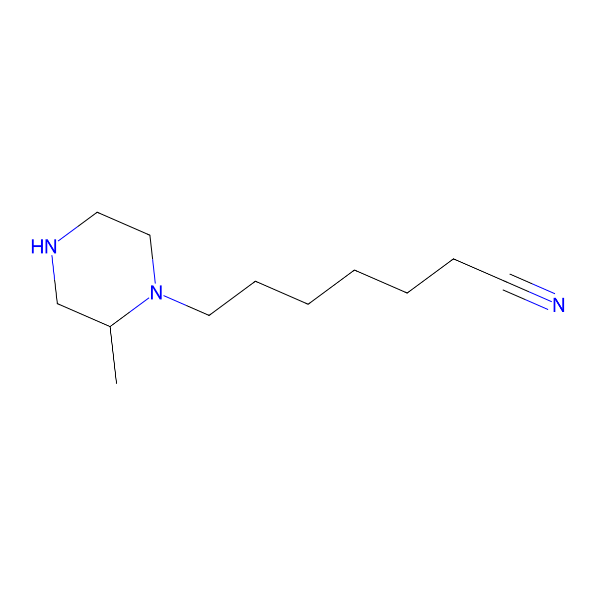 7-(2-Methylpiperazin-1-yl)heptanenitrile molecular structure, CAS 1240573-09-4