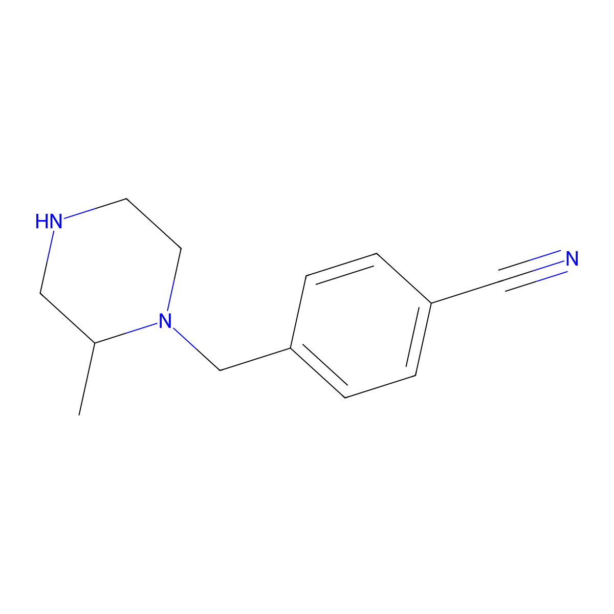 4-[(2-Methylpiperazin-1-yl)methyl]benzonitrile molecular structure, CAS 1240573-24-3