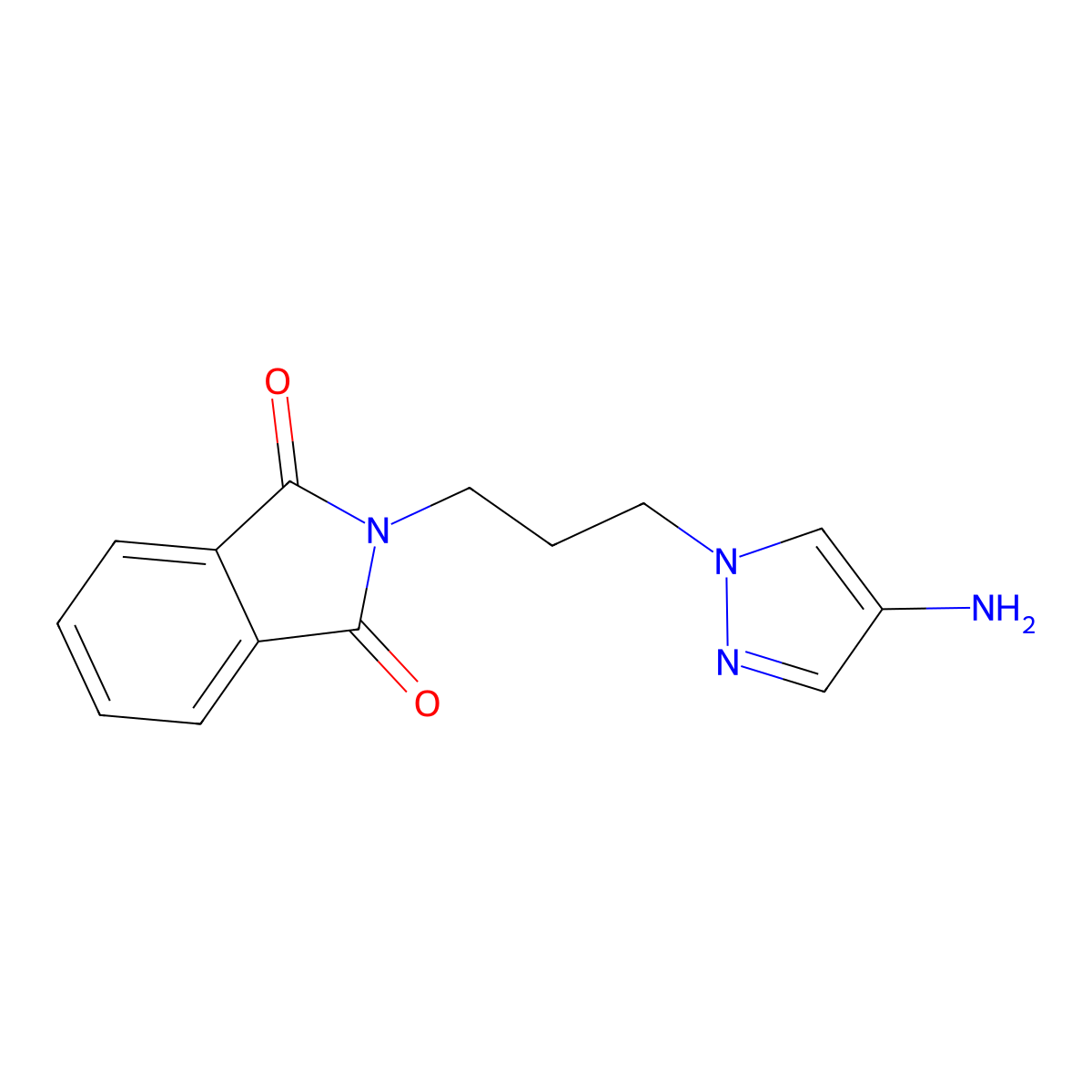 2-[3-(4-Amino-1H-pyrazol-1-yl)propyl]-2,3-dihydro-1H-isoindole-1,3-dione molecular structure, CAS 1240573-27-6