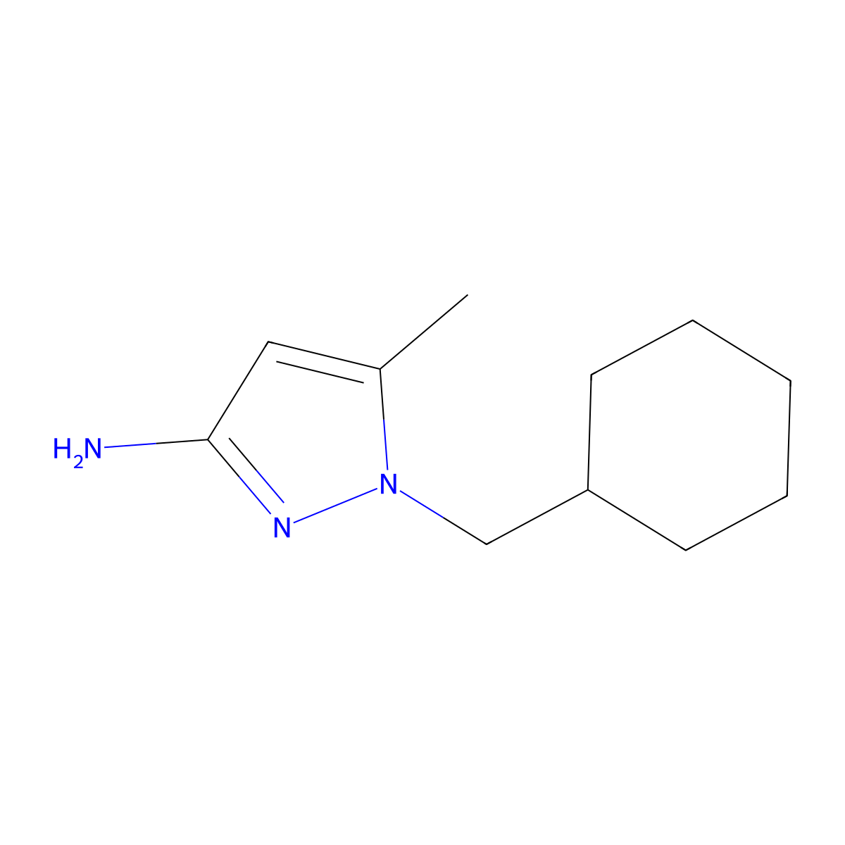 1-(Cyclohexylmethyl)-5-methyl-1H-pyrazol-3-amine molecular structure, CAS 1240573-32-3