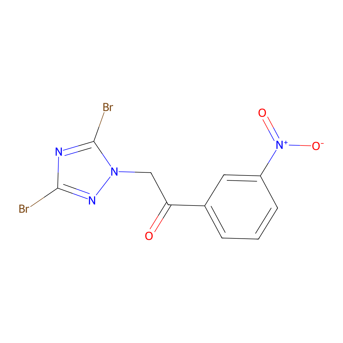 2-(3,5-dibromo-1H-1,2,4-triazol-1-yl)-1-(3-nitrophenyl)ethan-1-one molecular structure, CAS 1240573-33-4