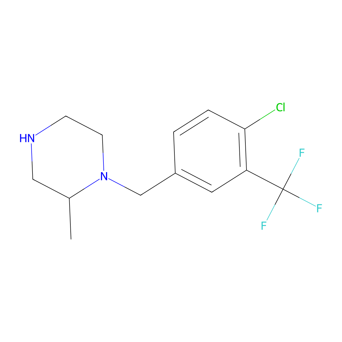 1-{[4-Chloro-3-(trifluoromethyl)phenyl]methyl}-2-methylpiperazine molecular structure, CAS 1240573-35-6