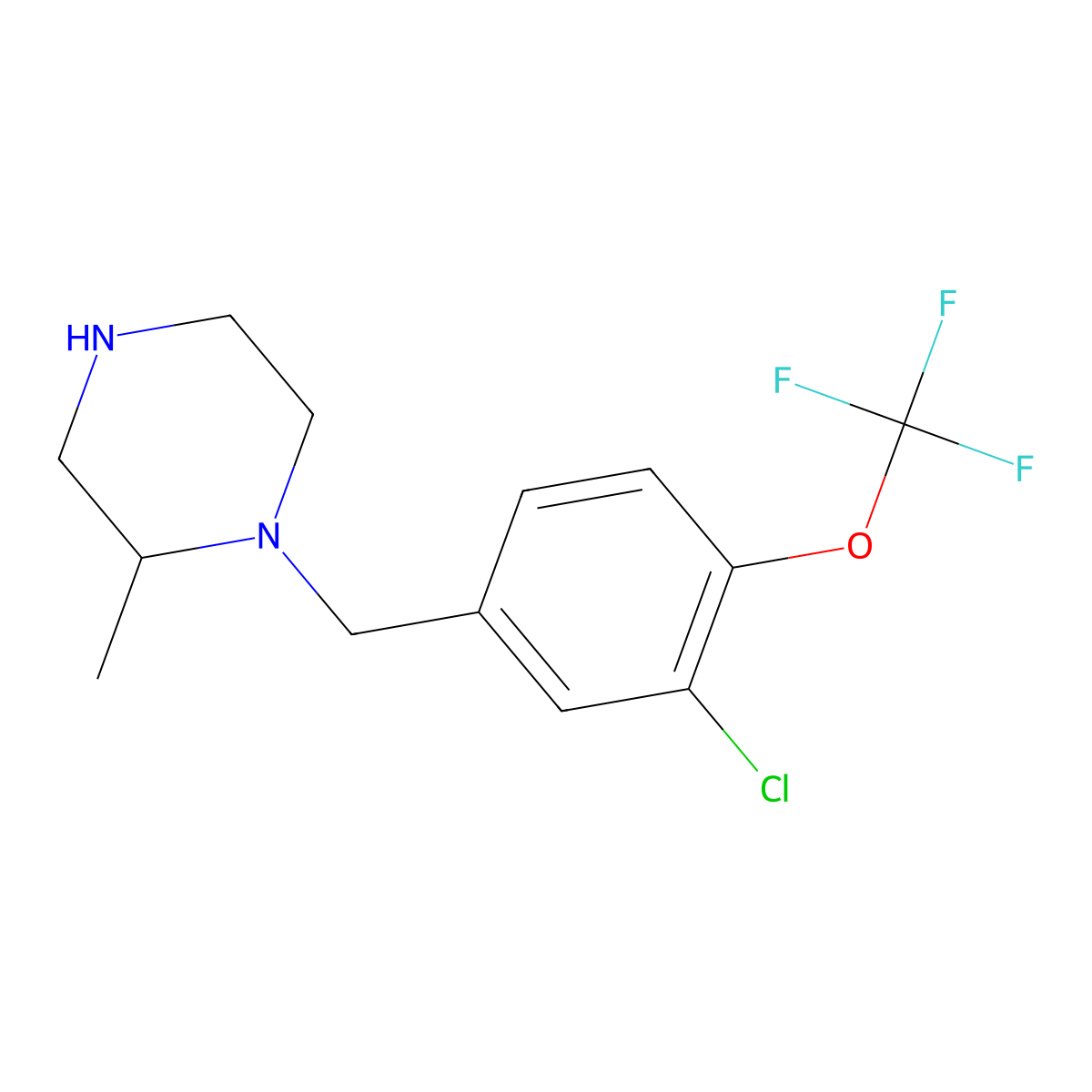 1-{[3-Chloro-4-(trifluoromethoxy)phenyl]methyl}-2-methylpiperazine molecular structure, CAS 1240573-38-9