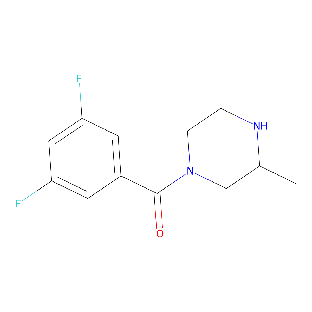 1-(3,5-Difluorobenzoyl)-3-methylpiperazine molecular structure, CAS 1240573-42-5
