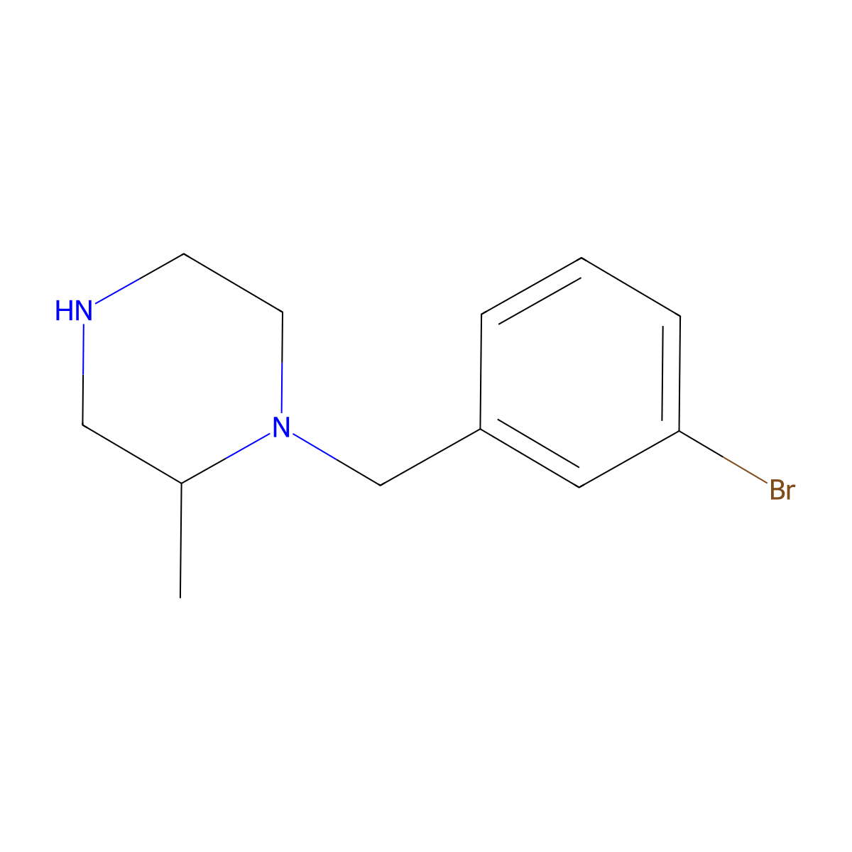1-[(3-Bromophenyl)methyl]-2-methylpiperazine molecular structure, CAS 1240573-44-7