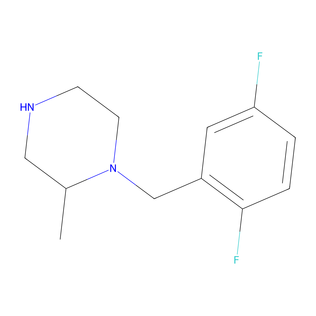 1-[(2,5-Difluorophenyl)methyl]-2-methylpiperazine molecular structure, CAS 1240573-69-6