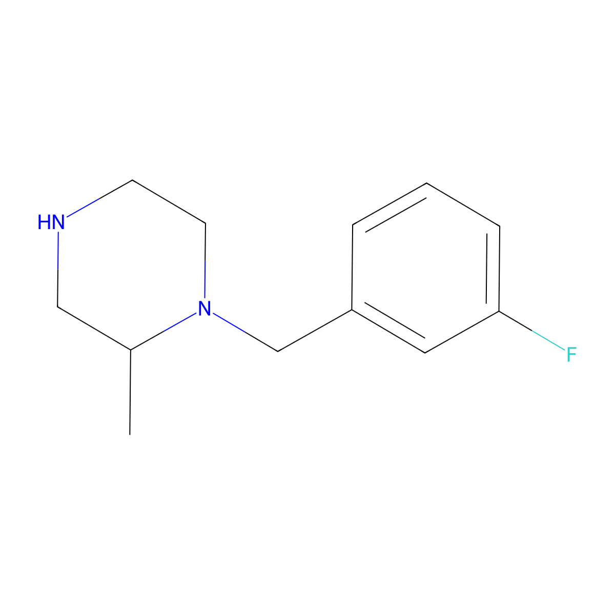 1-[(3-Fluorophenyl)methyl]-2-methylpiperazine molecular structure, CAS 1240573-90-3