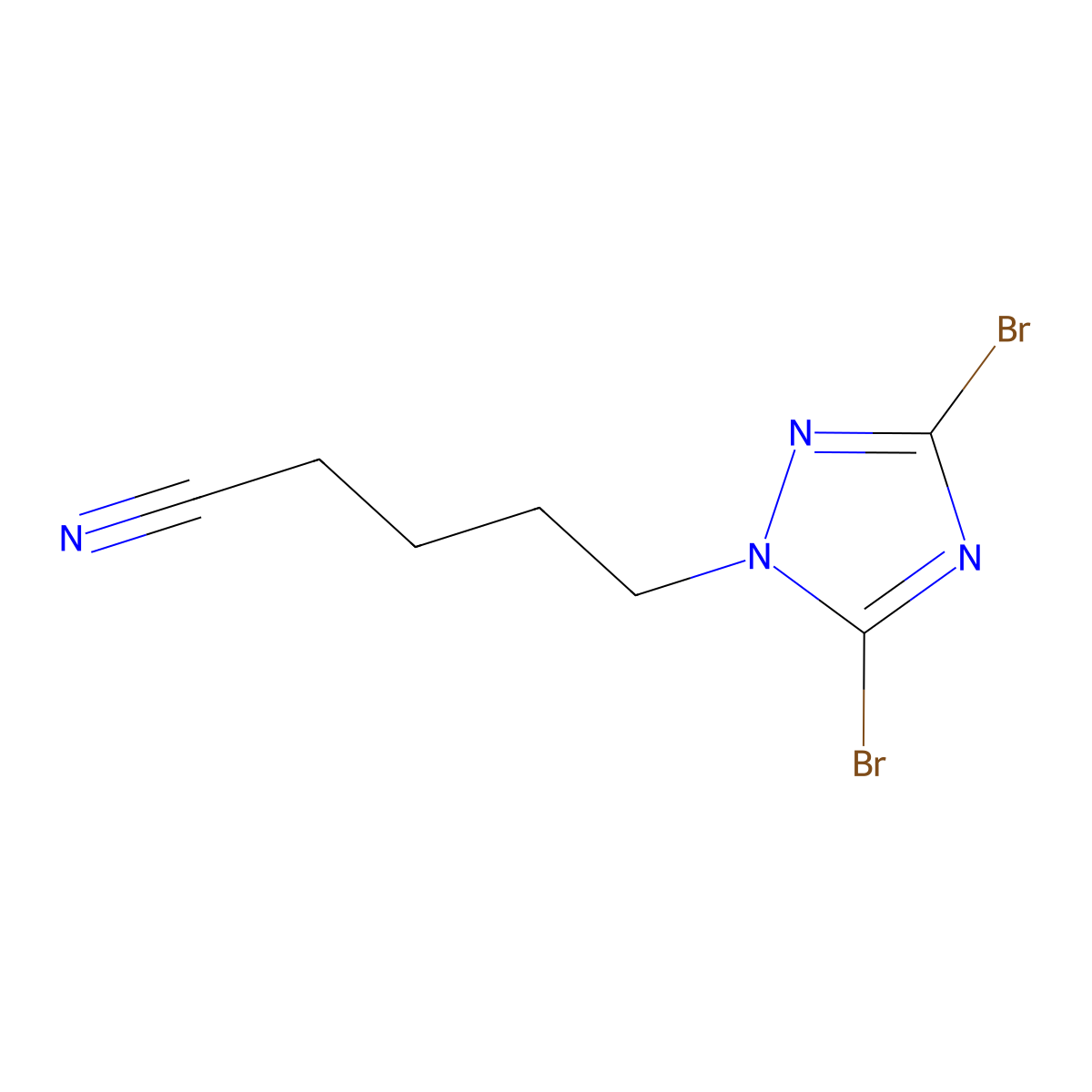 5-(Dibromo-1H-1,2,4-triazol-1-yl)pentanenitrile molecular structure, CAS 1240573-98-1